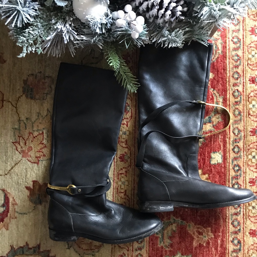 Ralph Lauren by Lauren black flat riding boots